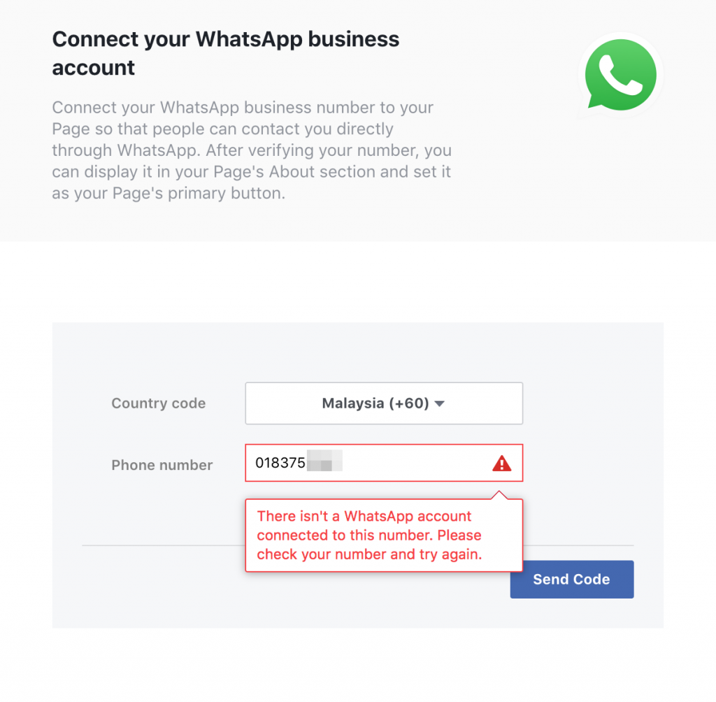 whatsapp business phone number